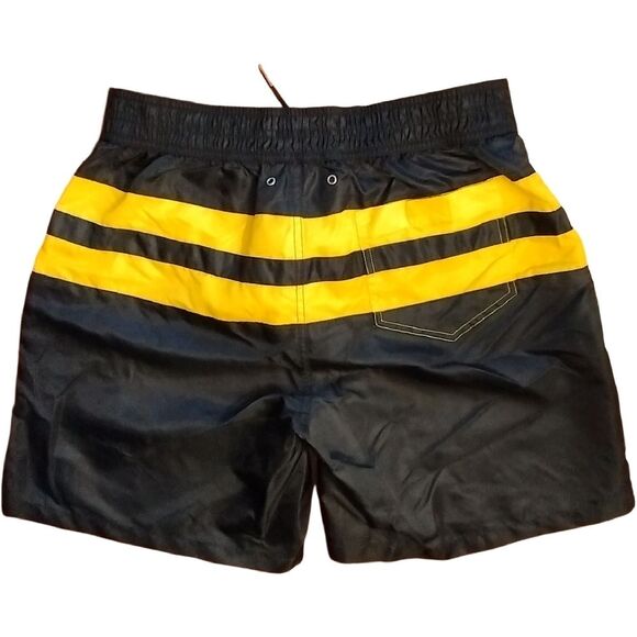 VTG Polo Ralph Lauren Swim Shorts, Size M, Stretch Waist, Black/Yellow, NWT Y2K - Picture 2 of 8